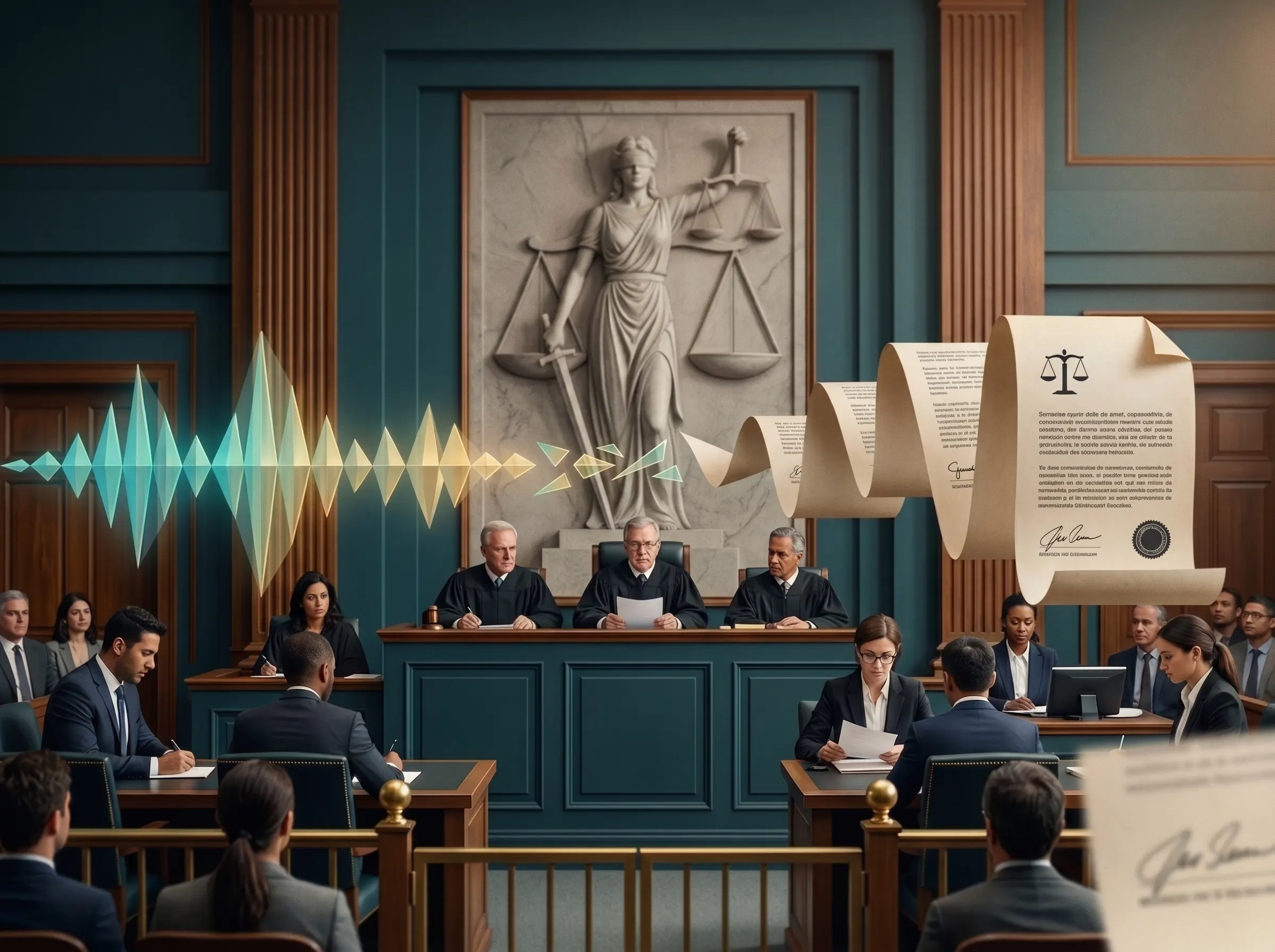 Transcripción de audiencias judiciales y declaraciones con identificación de hablantes para abogados